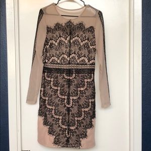 NWT Charlotte Russe Nude Dress with Black Lace